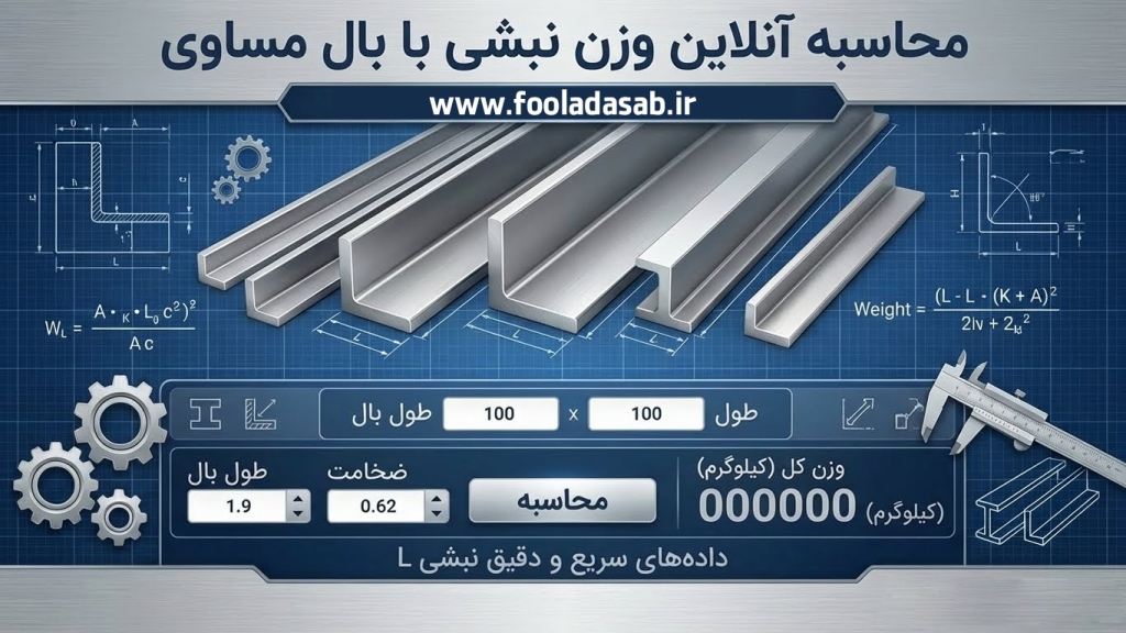 محاسبه آنلاین وزن نبشی با بال مساوی