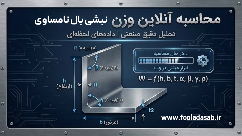 محاسبه وزن نبشی با بال نامساوی